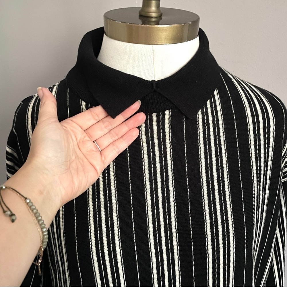 Vintage Versus Gianni Versace Black White Striped Wool Pullover Sweater - S/M - Picture 3 of 11